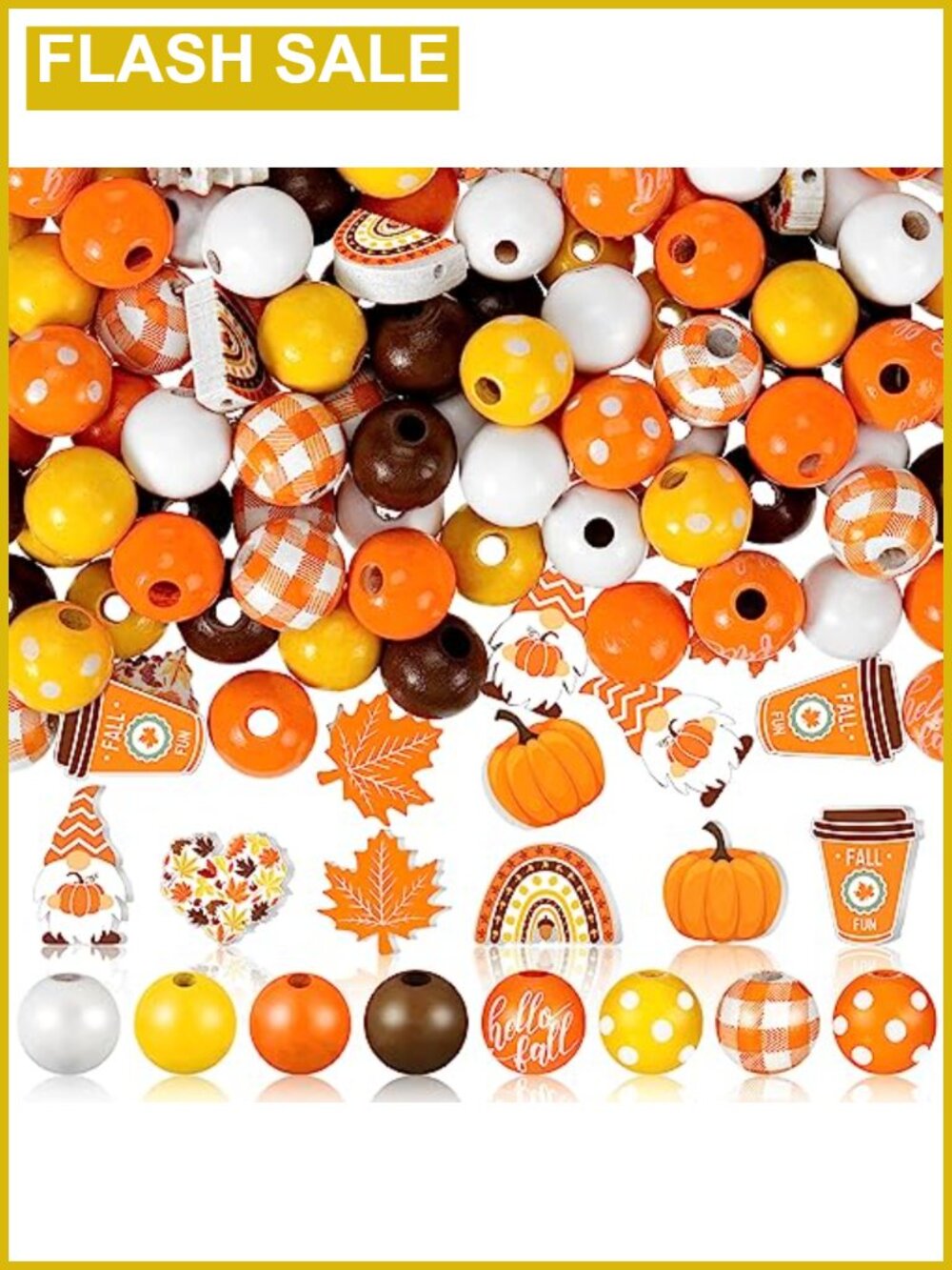 200 Wooden Beads Fall Autumn Pumpkin Maple Leaf DIY Jewelry Craft